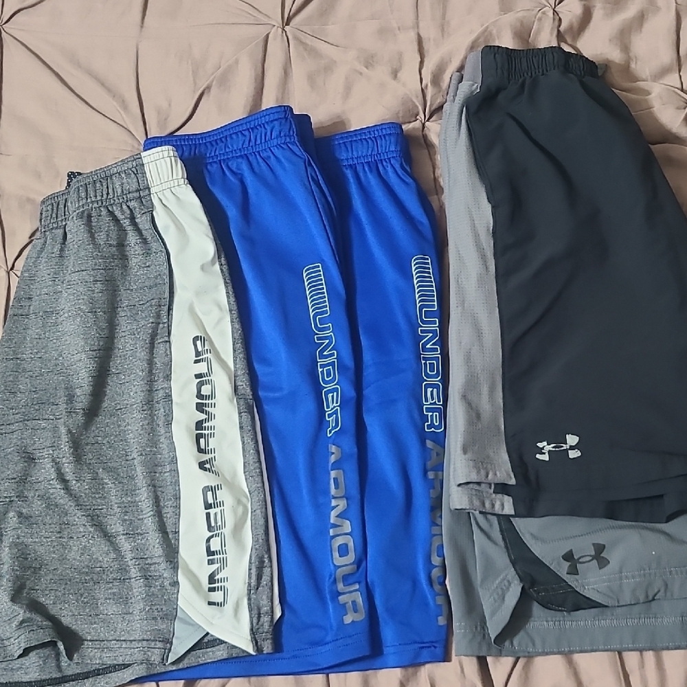 Under Armour Gray, Blue, and Black Shorts Bundle - Youth Large